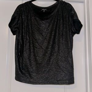 NWT- Express Metallic Ruched Sleeve T-Shirt
